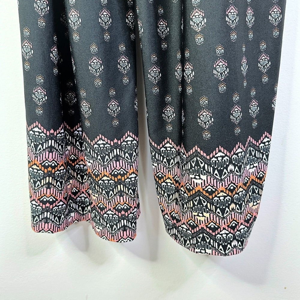 NY Collection Jumpsuit Women XL Black Modern Romper Faux Wrap Pockets Boho Comfy - Picture 4 of 10